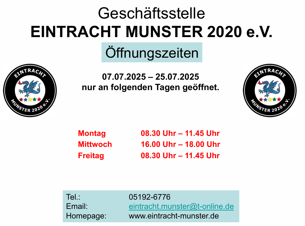 Öffnungszeiten 07.2025